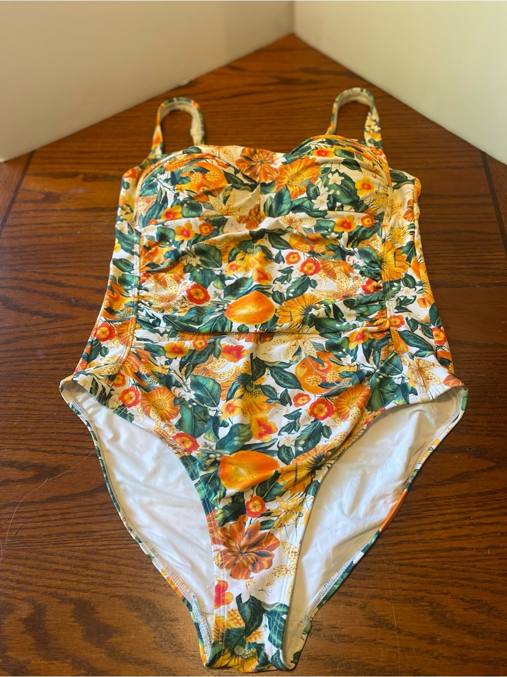 Kids Floral Orange One-Piece Swimsuit